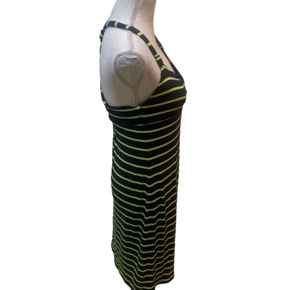 Dakini halter twisted striped athletic dress bralette navy & chartreuse small - Picture 8 of 11